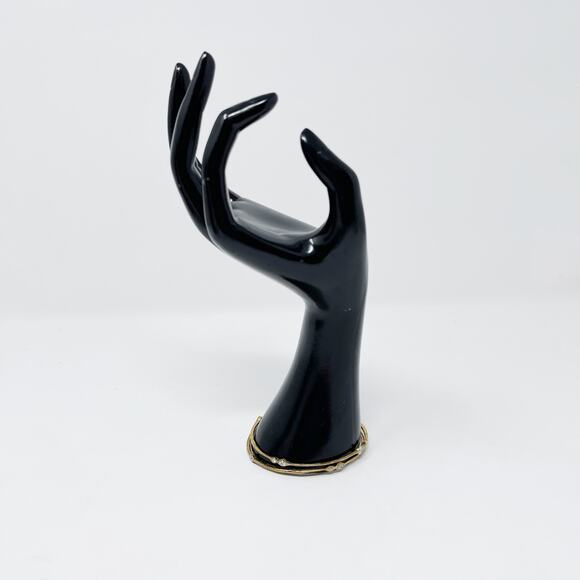 Set of 2 Gold Tone Bangle Bracelets Rhinestone Gems Patina Look Costume Fashion - Picture 5 of 8